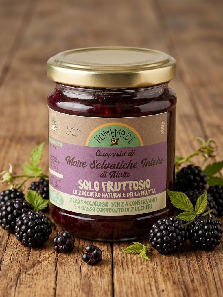 Composta di More selvatiche intere (con solo fruttosio)